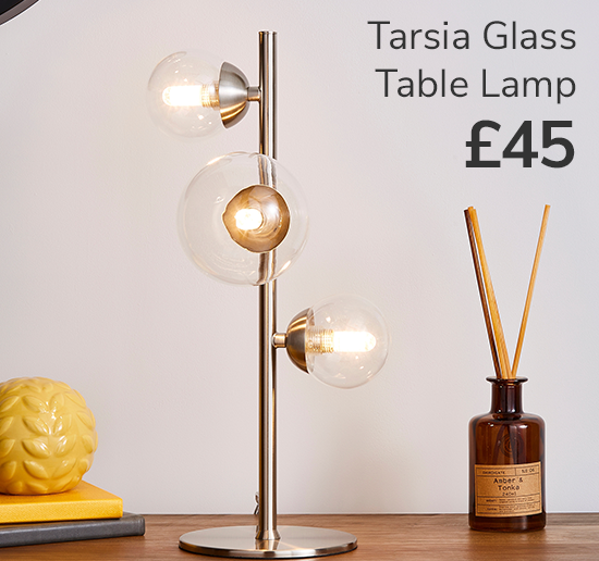 Tarsia Glass Table Lamp Satin Nickel